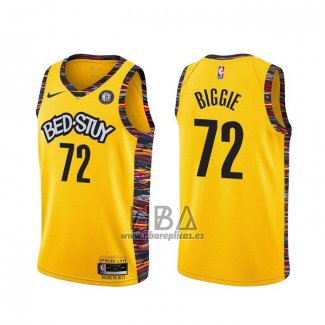 Camiseta Brooklyn Nets Biggie NO 72 Ciudad 2020-21 Amarillo