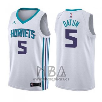 Camiseta Charlotte Hornets Nicolas Batum NO 5 Association 2017-18 Blanco