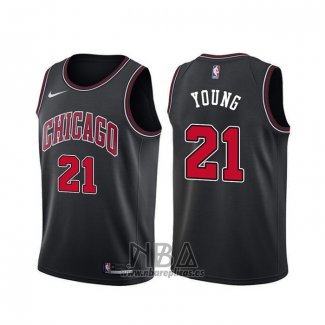 Camiseta Chicago Bulls Thaddeus Young NO 21 Statement Negro