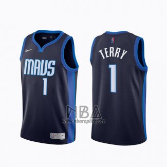 Camiseta Dallas Mavericks Tyrell Terry NO 1 Earned 2020-21 Azul