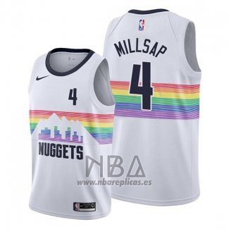 Camiseta Denver Nuggets Paul Millsap NO 4 Ciudad Edition Blanco