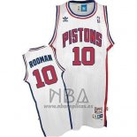 Camiseta Detroit Pistons Dennis Rodman NO 10 Retro Blanco