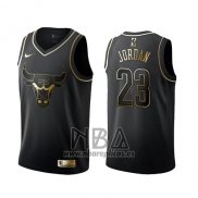 Camiseta Golden Edition Chicago Bulls Michael Jordan NO 23 Negro