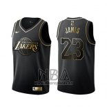 Camiseta Golden Edition Los Angeles Lakers Lebron James NO 23 Negro