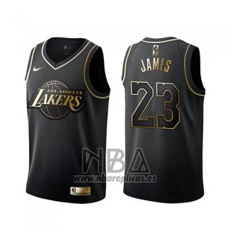 Camiseta Golden Edition Los Angeles Lakers Lebron James NO 23 Negro