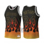 Camiseta Los Angeles Lakers Kobe Bryant NO 24 Flames Negro