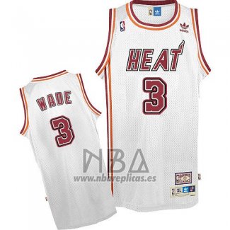 Camiseta Miami Heat Dwyane Wade NO 3 Retro Blanco