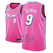 Camiseta Miami Heat Kelly Olynyk NO 9 Earned 2018-19 Rosa