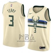 Camiseta Milwaukee Bucks Jason Terry NO 3 Ciudad 2018 Crema