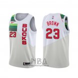 Camiseta Milwaukee Bucks Sterling Brown NO 23 Earned Blanco