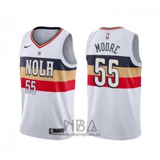 Camiseta New Orleans Pelicans E'twaun Moore NO 4 Earned Blanco