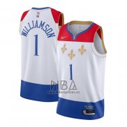 Camiseta New Orleans Pelicans Zion Williamson NO 1 Ciudad 2020-21 Blanco