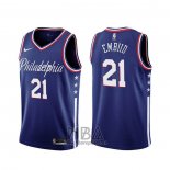 Camiseta Philadelphia 76ers Joel Embiid NO 21 Ciudad 2019-20 Azul