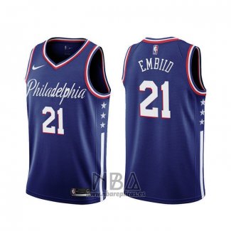 Camiseta Philadelphia 76ers Joel Embiid NO 21 Ciudad 2019-20 Azul