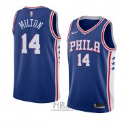 Camiseta Philadelphia 76ers Shake Milton NO 14 Icon 2018 Azul