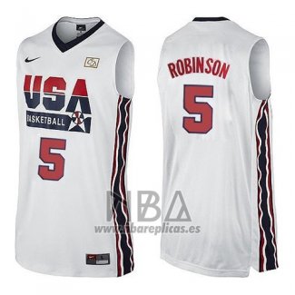 Camiseta USA 1992 David Robinson NO 5 Blanco