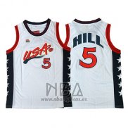 Camiseta USA 1996 Grant Hill NO 5 Blanco