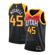 Camiseta Utah Jazz Onovan Mitchell NO 45 Ciudad 2020-21 Negro