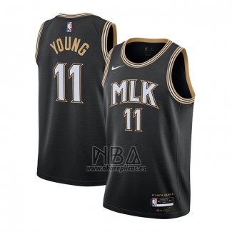 Camiseta Atlanta Hawks Trae Young NO 11 Ciudad 2020-21 Negro