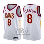 Camiseta Cleveland Cavaliers Jordan Clarkson NO 8 Association 2017-18 Blanco