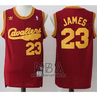 Camiseta Cleveland Cavaliers LeBron James NO 23 Retro Rojo2