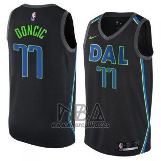 Camiseta Dallas Mavericks Luka Doncic NO 77 Ciudad 2017-18 Negro