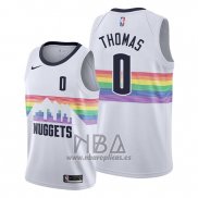 Camiseta Denver Nuggets Isaiah Thomas NO 0 Ciudad Edition Blanco