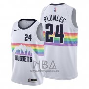 Camiseta Denver Nuggets Mason Plumlee NO 24 Ciudad Edition Blanco