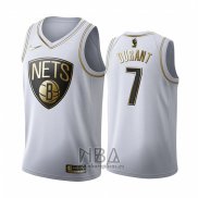 Camiseta Golden Edition Brooklyn Nets Kevin Durant NO 7 Blanco