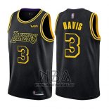 Camiseta Los Angeles Lakers Anthony Davis NO 3 Ciudad 2019 Negro