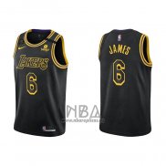 Camiseta Los Angeles Lakers LeBron James NO 6 Mamba 2021-22 Negro