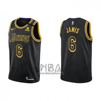 Camiseta Los Angeles Lakers LeBron James NO 6 Mamba 2021-22 Negro