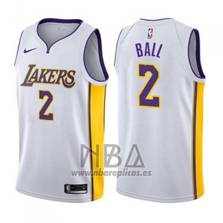 Camiseta Los Angeles Lakers Lonzo Ball NO 2 2017-18 Blanco