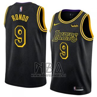 Camiseta Los Angeles Lakers Rajon Rondo NO 9 Ciudad 2018 Negro