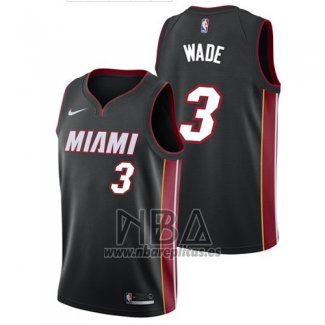 Camiseta Miami Heat Wade NO 3 Ciudad 2017-18 Negro