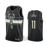 Camiseta Milwaukee Bucks Brook Lopez NO 11 Statement 2020-21 Negro