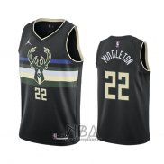 Camiseta Milwaukee Bucks Khris Middleton NO 22 Statement 2020-21 Negro