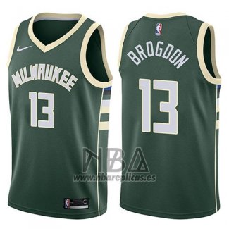 Camiseta Milwaukee Bucks Malcolm Brogdon NO 13 Swingman Icon 2017-18 Verde