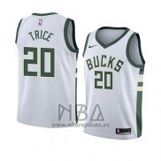 Camiseta Milwaukee Bucks Travis Trice NO 20 Association 2018 Blanco