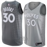 Camiseta Minnesota Timberwolves Aaron Brooks NO 30 Ciudad 2018 Gris