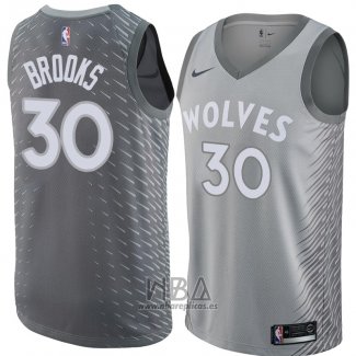 Camiseta Minnesota Timberwolves Aaron Brooks NO 30 Ciudad 2018 Gris