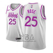 Camiseta Minnesota Timberwolves Derrick Rose NO 25 Earned 2018-19 Gris