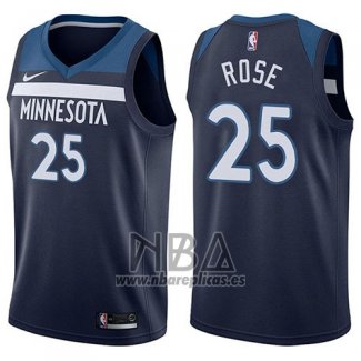 Camiseta Minnesota Timberwolves Derrick Rose NO 25 Icon 2017-18 Azul