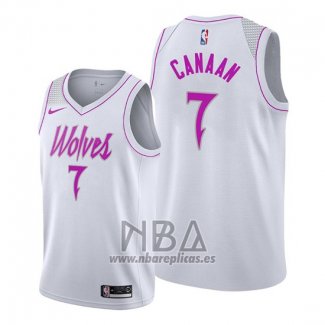 Camiseta Minnesota Timberwolves Isaiah Canaan NO 7 Earned Blanco