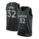 Camiseta Minnesota Timberwolves Karl-Anthony Towns NO 32 Ciudad 2020-21 Negro