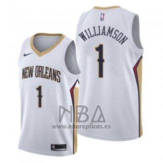 Camiseta New Orleans Pelicans Zion Williamson NO 1 Association 2019-20 Blanco