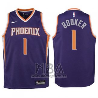 Camiseta Nino Phoenix Suns Devin Booker NO 1 2017-18 Violeta