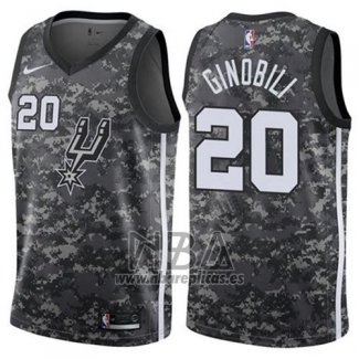 Camiseta San Antonio Spurs Manu Gindbili NO 20 Ciudad 2017-18 Gris