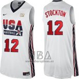 Camiseta USA 1992 John Stockton NO 12 Blanco