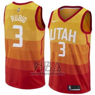 Camiseta Utah Jazz Ricky Rubio NO 3 Ciudad 2017-18 Naranja